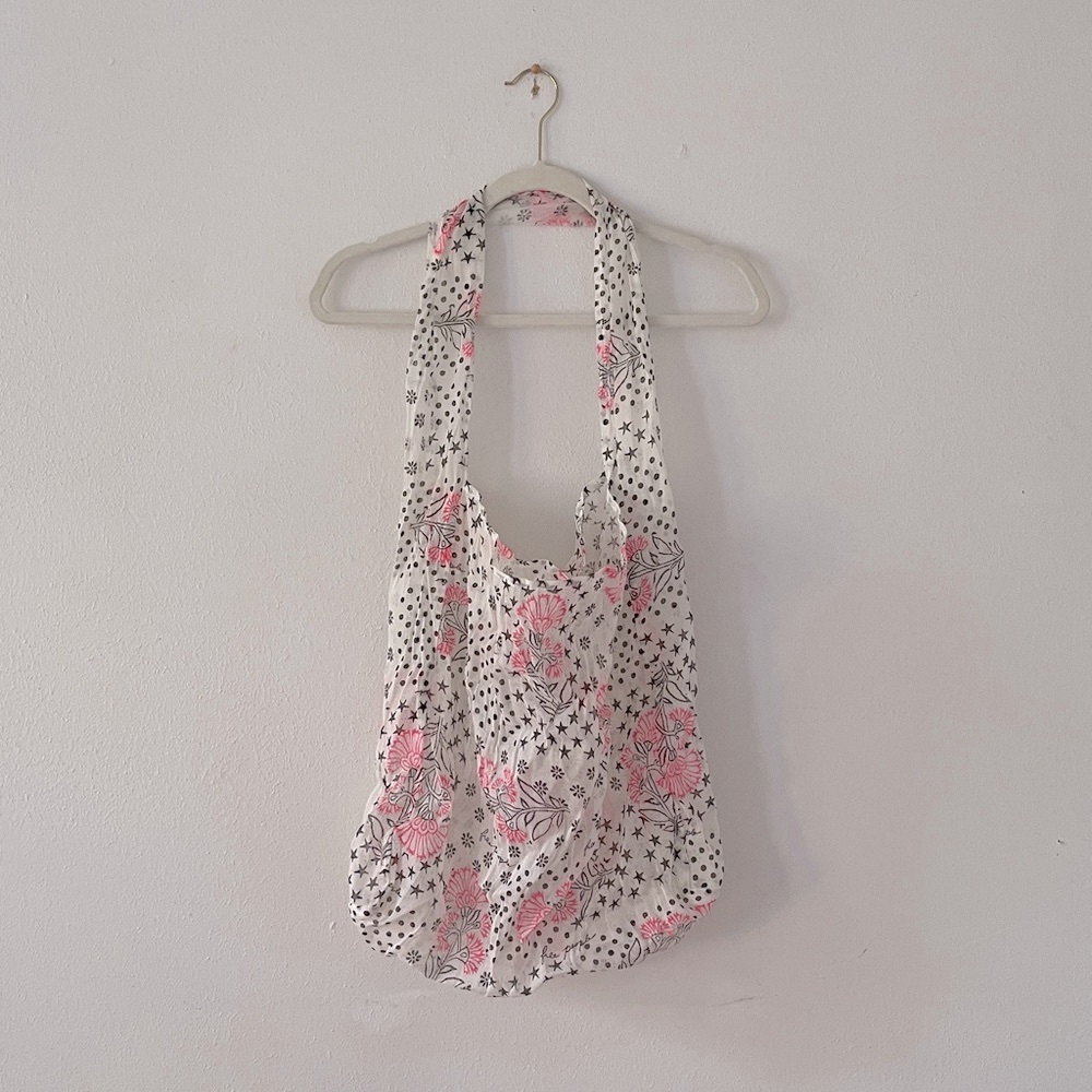 Free People Tote Bag Large Lightweight Flowers Stars Beach Coastal Athleisure